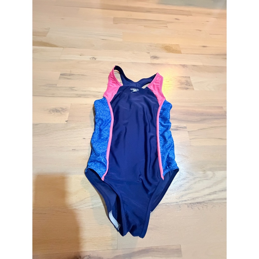 Speedo One Piece Swimsuit Colorblock Blue Purple Pink Size Large